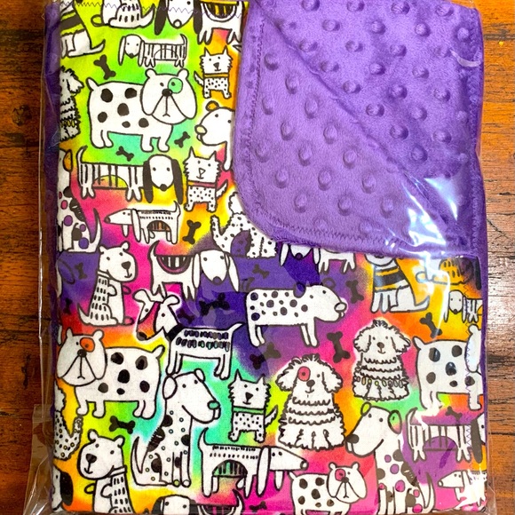 Other - 🐶💜💚Bright & Colorful Handcrafted baby blanket